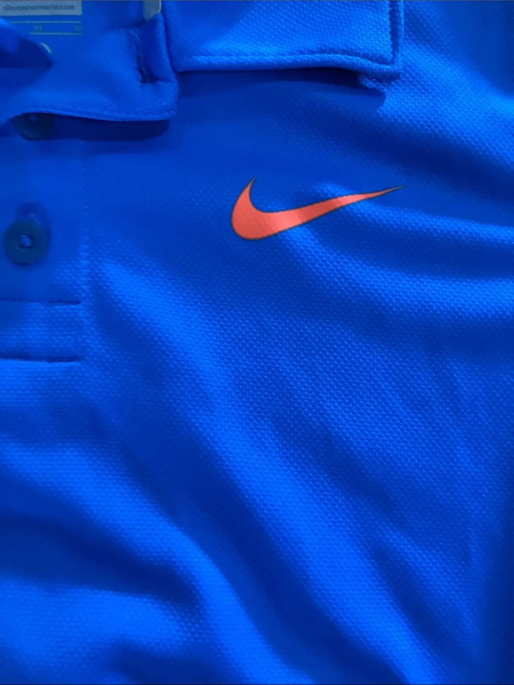 Nike Boy’s Blue Performance Polo with Orange Swoosh Sz M(8/10) GUC